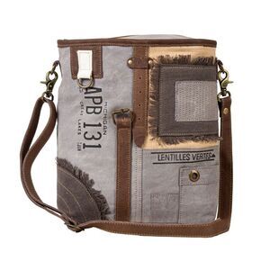 Myra Bag Handmade French Shoulder Bag Upcycled Canvas & Cowhide Leather